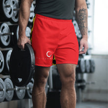 Load image into Gallery viewer, Red &amp; Cheetah Print &#39;Our Community&#39; Men&#39;s Athletic Long Shorts
