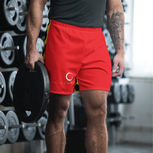 Red & Cheetah Print 'Our Community' Men's Athletic Long Shorts