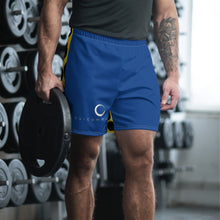 Load image into Gallery viewer, Blue &amp; Cheetah Print &#39;Our Community&#39; Men&#39;s Athletic Long Shorts
