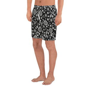 Paisley in Black Men's Athletic Long Shorts