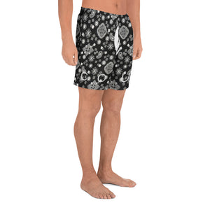 Paisley in Black Men's Athletic Long Shorts